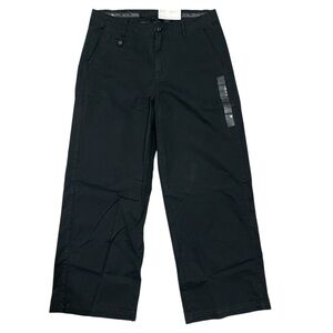 NWT American Eagle ($59.95) Black Stretch Mid Rise Wide Leg Khaki Trouser